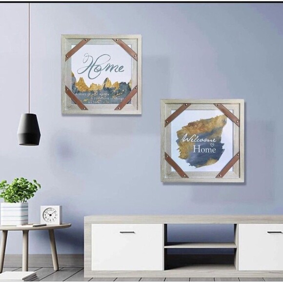 Chantoo Welcome Sign Rustic Farmhouse Wall Decor Family Decor 15.7”X15.7” 2 Pack - Picture 4 of 8